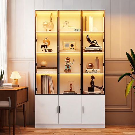 Vitrine haute 6 portes en verre avec LED blanc en MDF (1/5)