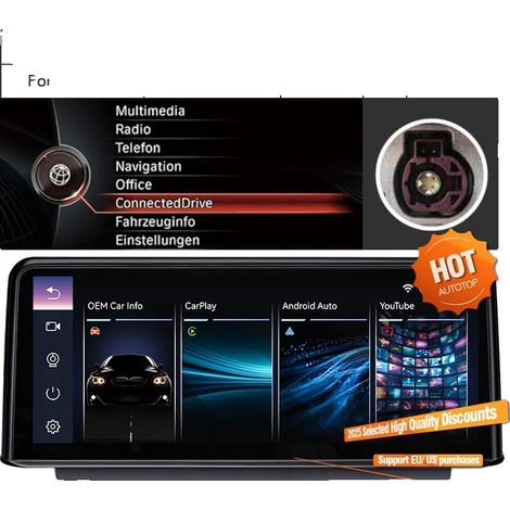 Autorradio con pantalla táctil, sistema dual, compatible con BMW X5 F15 X6 F16 2014-2018, NBT Carplay+YouTube. (1/2)