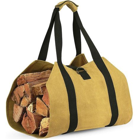 Porte-bûches résistant Pour aux rayures pour un stockage extérieur facile, sac de rangement de bois chauffage facile à nettoyer, porte-bûches Portable,Kaki (1/5)