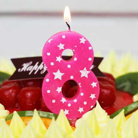 10 bougies numériques en forme d'étoile, chiffres 0 à 9, décoration de gâteau d'anniversaire, rose (1/5)
