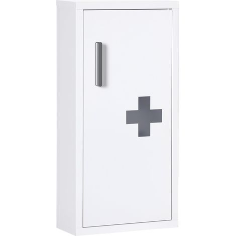 Armoire à pharmacie murale 30 x 12 x 60 cm porte magnétique sécurité gain de place moderne contemporain en acier blanc (1/5)