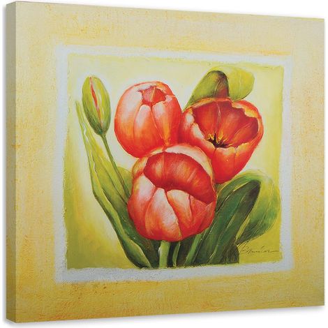 Tableau sur toile Fleurs de tulipes rouges 50x50 (1/5)