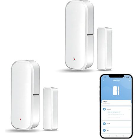 2 Pack Capteur Zigbee, Ouverture Porte Fenêtre, Alarme Sans Fil, Compatible Alexa Google, Installation Adhésive