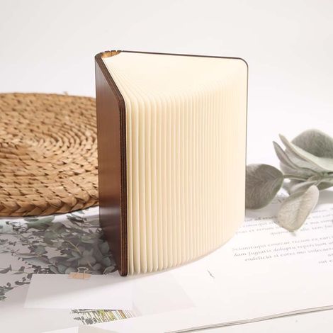 Lampe de lecture LED, lampe de bureau pliable en bois de noyer avec télécommande, 7 couleurs, 14,5 x 11 cm. Idéale pour créer une ambiance chaleureuse et comme lampe de table/veilleuse. (1/4)