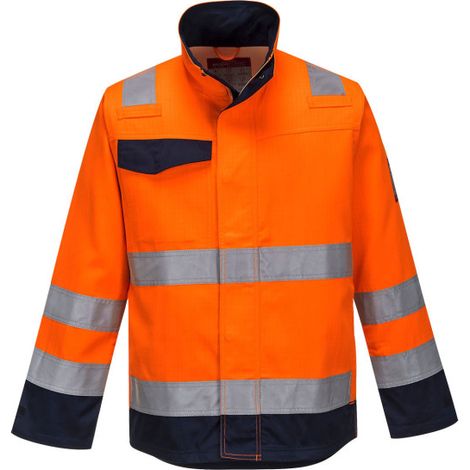 Chaqueta Modaflame RIS antiestático naranja flúor cintas reflectantes MV35 S Naranja flúor / Azul marino