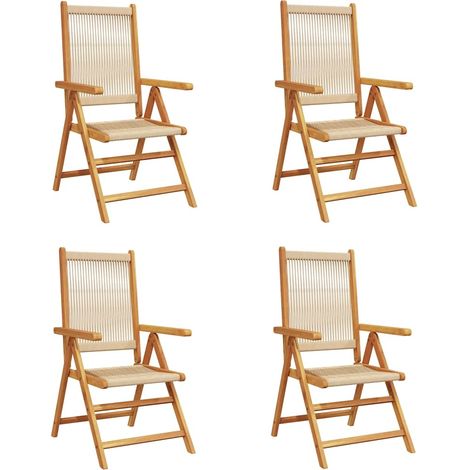Maison Exclusive - Sedie pieghevoli reclinabili, 4 pezzi, in legno massello di acacia, beige (1/5)