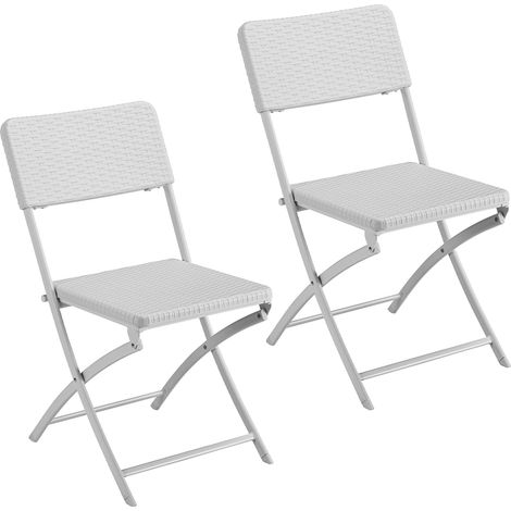 Set 2 Sedie da Giardino Pieghevoli in Polyrattan Bianco (1/4)