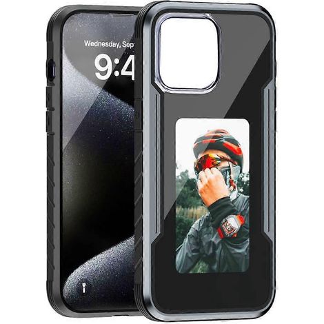 Anpassbare NFC-Smartphonehülle mit E-Ink-Bildschirm für iPhone 15 Pro Max (schwarz) (1/5)