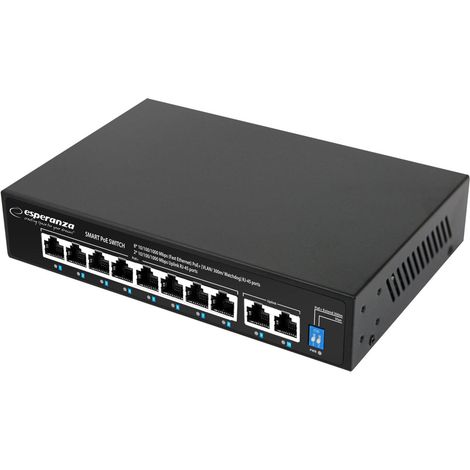 Switch Ethernet Esperanza 8 Poe + 2 Puertos Uplink Matriz 10/100/1000