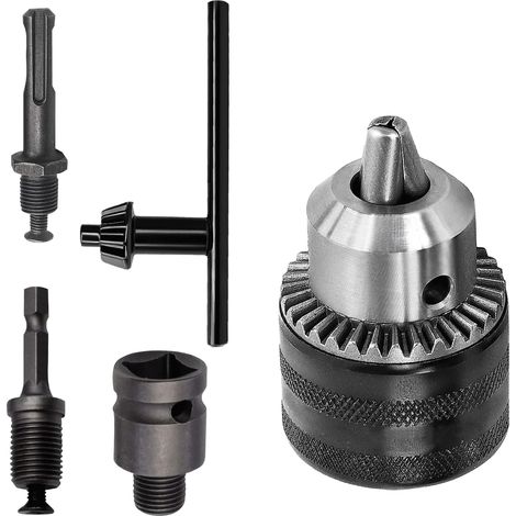 Mandrin Perceuse,1,5-13mm Adaptateur avec Mandrin,Mandrin à Serrage Rapide,Perceuse Raccord,SDS Plus Accessoires pour Perceuse Adaptateur,Changement Rapide Mandrin (1/5)