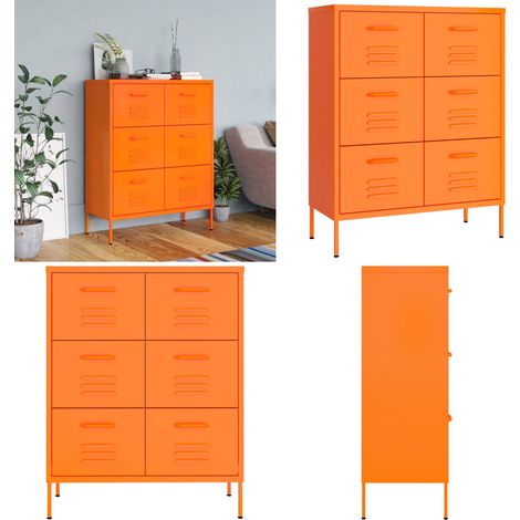 Schubladenschrank Orange 80x35x101,5 cm Stahl - Schubladenschrank - Lagerschrank - Metallschrank - Stahltürenschrank - Orange - Home & Living (1/5)