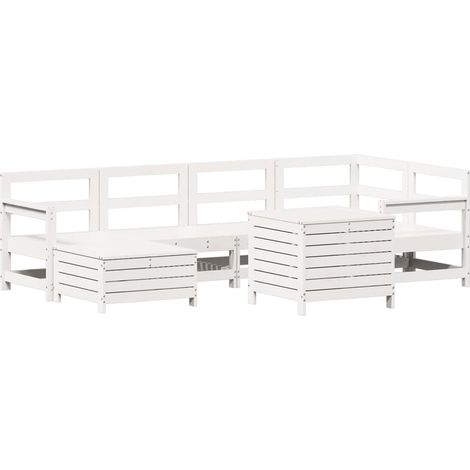 Maison Exclusive - Set Divani da Giardino 7 pz Bianco in Legno Massello di Pino