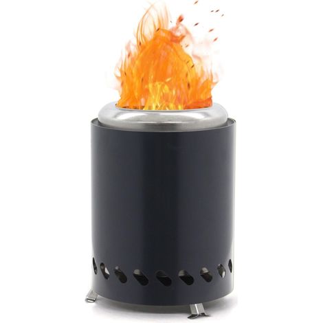 Tavolo con braciere e supporto, mini braciere in acciaio inox, decorazione per giardino, patio e balcone, per pellet/legna, fornello da campeggio in acciaio inox senza fumo per uso suburbano, antracit