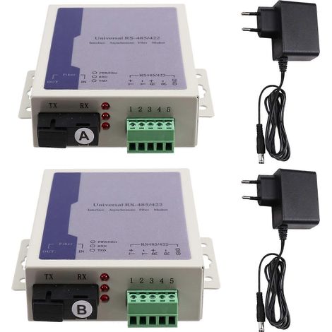 1 paire de convertisseurs de média optiques bidirectionnels SC RS485, équipement de communication RS485, émetteur-récepteur fibre optique, prise UE (1/5)