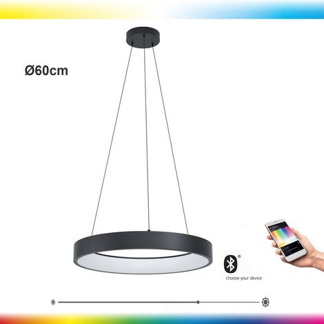 Suspension LED EGLO connect Marghera-C, suspension à 1 lampe, en acier et plastique en noir, blanc, changement de température de couleur (chaud, neutre, froid), RVB, dimmable (1/5)