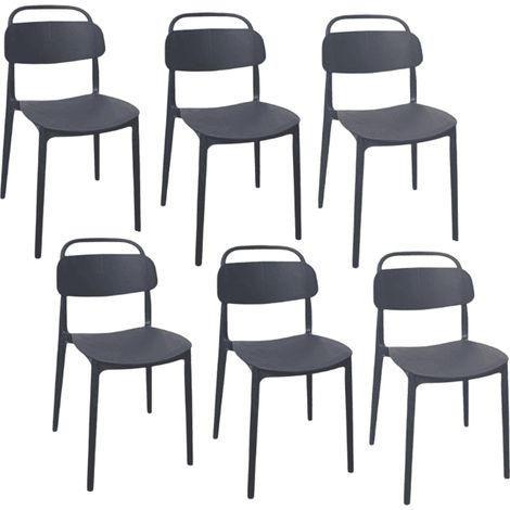 Kit 6 sedie polipropilene cucina bar ristorante sedia interno esterno nero cue228