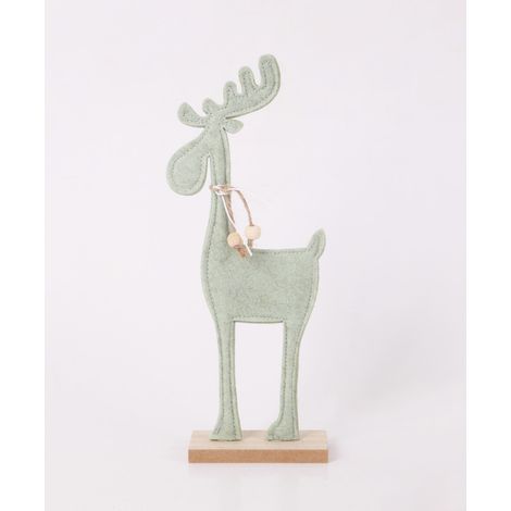 Dekoaufsteller Rentier Holz 27 x 12 cm grün natur Weihnachtscharaktere