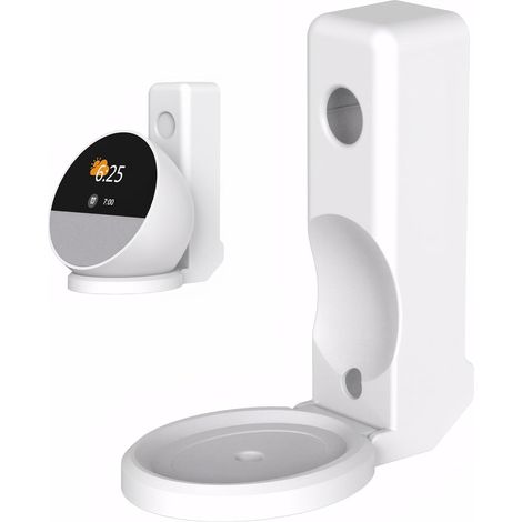 Lntyq Support de prise pour spot mural - Support pour haut-parleur Google - Gestion des câbles intégrée - Support mural - Accessoires sans perçage - Compatible avec Echo Spot (blanc) (1/5)