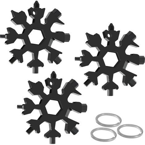 Clé Flocon De Neige - 18-en-1 - Acier Inoxydable - Outil Multifonction pour Réparation Vélo Ski Vis Ouvre-Bouteille - 3 Pièces