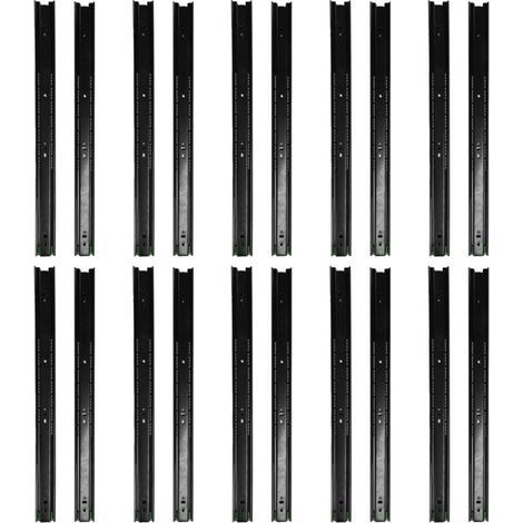 Guías de extensión para cajones de 3 secciones, 10 pares, 22 pulgadas, riel guía con rodamiento grande para oficina y hogar. (1/4)