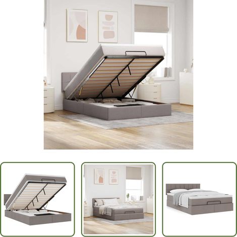 vidaXL Taschenfederkern - Ottoman-Bett mit Matratze Taupe 140x200 cm Stoff (1/5)