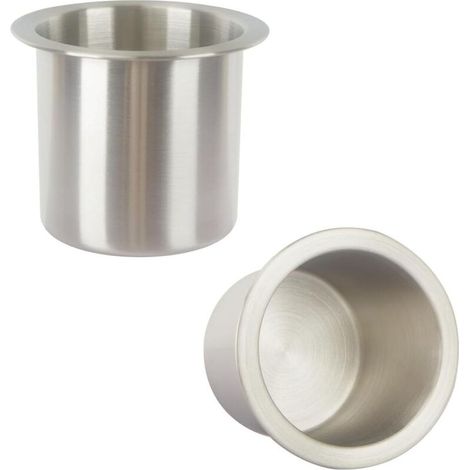 Lot de 2 porte-gobelets encastrés inox 304, style poker argenté. Pour voiture, table, canapé, yacht, camping-car, fixation stable et design élégant. (1/5)