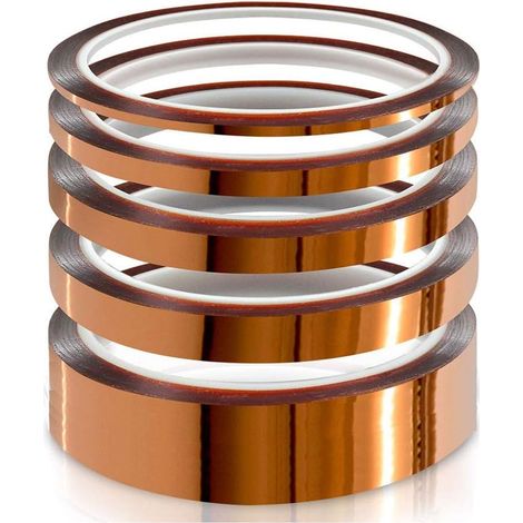 Ruban Polyimide - Résistant à La Chaleur Jusqu'à 260 °C - Pour Impression 3D Isolation Circuits Imprimés Masquage Soudure - 5 Rouleaux (3 6 8 12 25 mm × 33 m) (1/5)