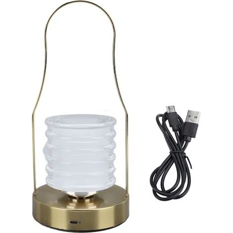 Lanterne LED sans fil, intensité lumineuse réglable, 3 températures de couleur, lampe de table portable rechargeable avec poignée pour la maison, le camping et les fêtes. (1/3)