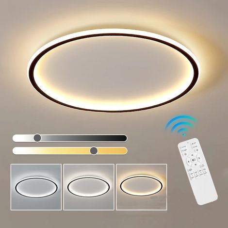 Plafonnier LED, plafonnier moderne à encastrer avec télécommande, plafonnier à intensité variable en continu, noir (3000 K - 6000 K) (1/5)