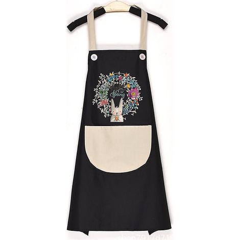 noir Tablier De Cuisine Impermable ,tablier De Barbecue Rglable Avec Poche, Familial Barbecue Restaurant Caf Pques Tablier De Lapin Mignon (1/5)