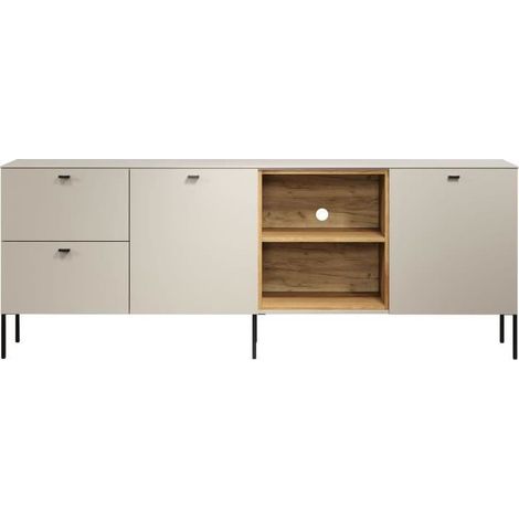 Meuble TV SAO PAULO - Cachemire / Chene blond - 2 portes, 2 niches, 2 tiroirs - 110 x 68 x 45 cm - TRENDTEAM (1/5)