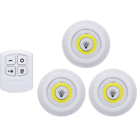 Lot de 3 lampes LED tactiles sans fil avec télécommande et luminosité réglable pour cuisine, salon, placards et étagères,veilleuse (1/5)