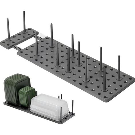 Tellerhalter für die Küche – Standard-Organizer – Küchenaufbewahrung – Verstellbare Säulen – 40 x 15 x 3 cm – Dunkelgrau (1/5)