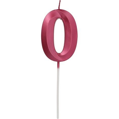 Bougie Chiffre 0 Rouge Métallique
