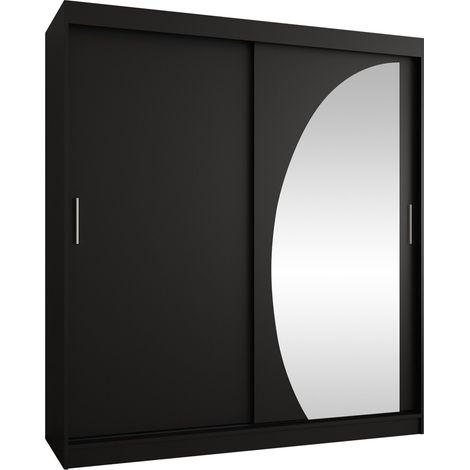 Armario Hartford 506, Negro, 200x180x62cm, Puertas de armario: Correderas, Número de estantes: 0