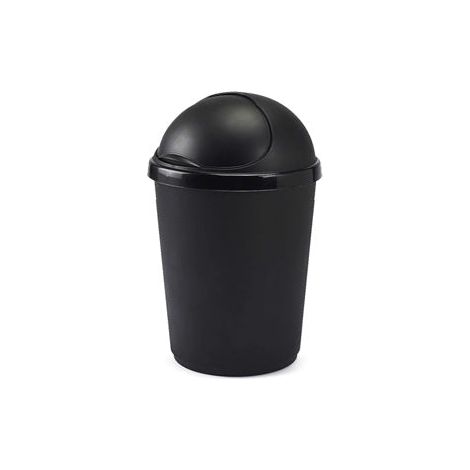 1 x 50L Black Kitchen Bullet Bin With Roll Open Lid