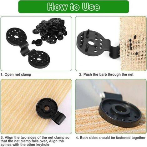 50 Clips pour toile d'ombrage, accessoire avec œillet, fixation voile parasol, serre jardin (1/4)