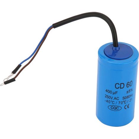Condensateur de démarrage CD60 400uF 250V AC avec fils, 50/60Hz, pour compresseur d'air et moteur électrique (1/2)