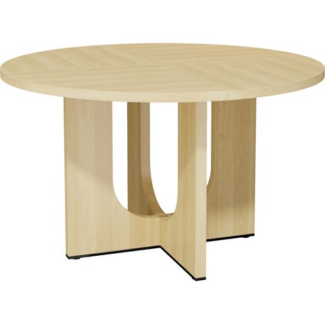Tavolo da pranzo rotondo 120 cm in MDF color rovere per 4-6 persone, stile scandinavo, MODENUIT (1/5)