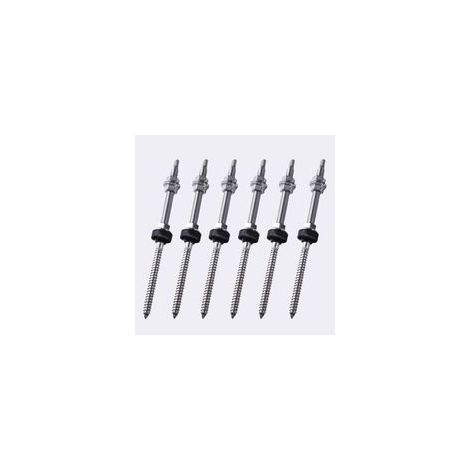 Lot de 6 Vis à Double Filetage M10x200mm - Fixation Solaire sur Toit, Réglable en Hauteur pour Panneaux Photovoltaïques
