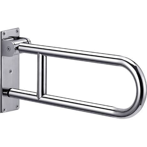 Polished stainless steel articulated U-bar for disabled toilets (1/5)