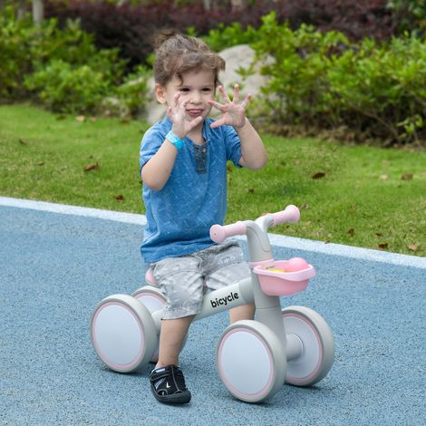 Vélo Sans Pédales Enfants 12 36 Mois Panier Selle Réglable Roues Silencieuses Sport Entraînement Rose 56x27x39cm