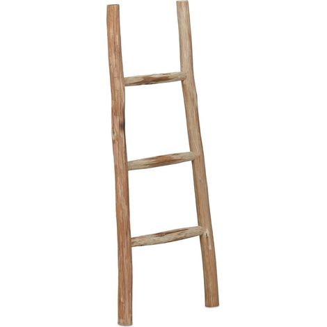 Echelle décorative multi-usages 3 barreaux rustique jardin maison 150 x 40 x 10 cm en châtaignier naturel (1/4)