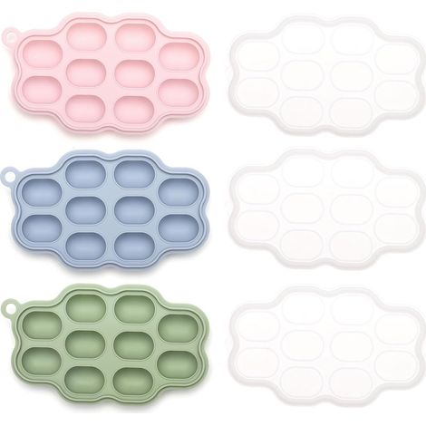 Boîtes de conservation pour aliments pour bébés ING (lot de 3), aliments pour bébés, lait maternel, poussée dentaire, moules à glace, glaçons en silicone (1/4)