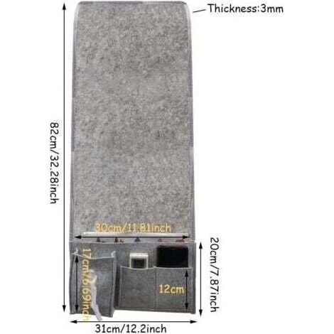 Grise-Poche de Chevet, Poche de Rangement pour lit, Sac Suspendu pour Canapé, Organisateur de Rangement de Chevet pour Téléphone, Télécommande, Journal, Stylo, Magazine, Lunnettes (1/5)