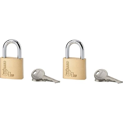 Set di 2 lucchetti Tipo 1, interno, ansa in acciaio, 30mm, 2x2 chiavi - THIRARD