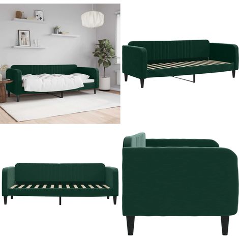 Lit de repos sans matelas vert foncé 80x200 cm velours - Canapé-lit - Canapé (1/5)