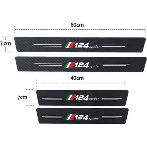 4 pièces Seuil de porte Divers accessoire de portail Fibre de carbone Logo Fiat 124 Spider Protection peinture et rouille (1/3)