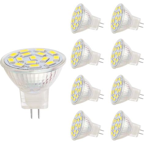 MR11 LED-Lampen, GU4.0-Sockel, 3 W, passende 20–30 W Halogenlampen, 12 V AC/DC, 350 lm, 120° Strahler, Schienenbeleuchtung, weiß (6000 K, 8 Stück) [Energieklasse A+] (1/5)