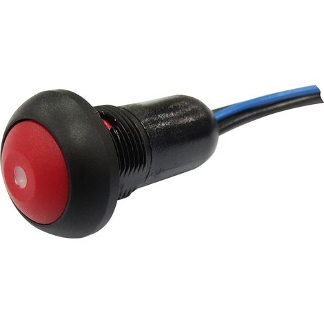 Bouton-poussoir, Momentané lumineux, LED Rouge, Unipolaire à une direction (1NO), Noir, Montage panneau ( Prix pour 1 )